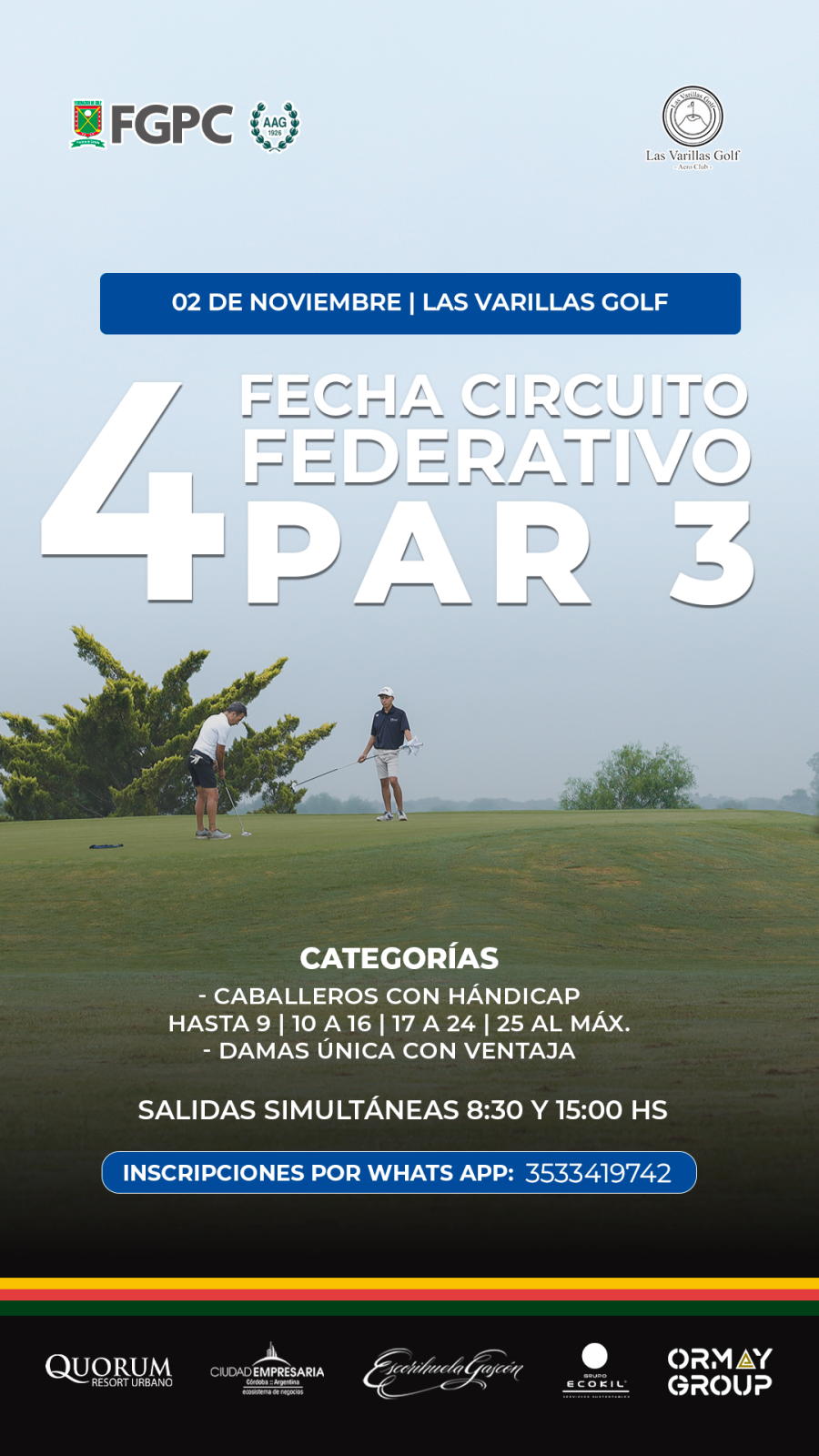 Las Varillas recibe la 4° fecha del circuito Federativo Par 3